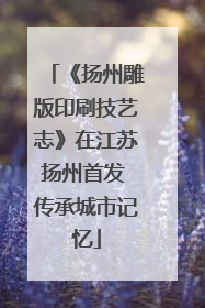 《扬州雕版印刷技艺志》在江苏扬州首发 传承城市记忆