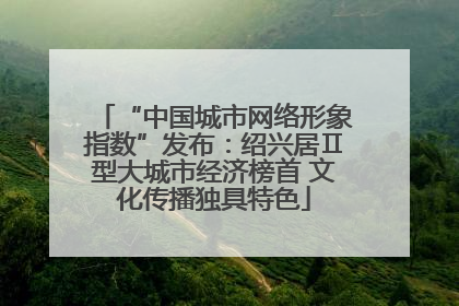 “中国城市网络形象指数”发布：绍兴居Ⅱ型大城市经济榜首 文化传播独具特色