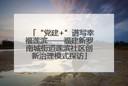 “党建+”谱写幸福莲滨——福建新罗南城街道莲滨社区创新治理模式探访