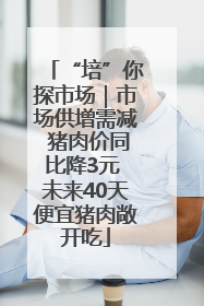 “培”你探市场｜市场供增需减 猪肉价同比降3元 未来40天便宜猪肉敞开吃