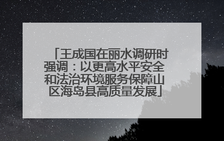 王成国在丽水调研时强调：以更高水平安全和法治环境服务保障山区海岛县高质量发展