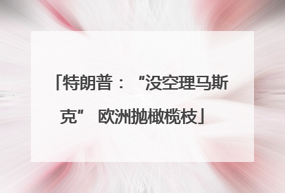 特朗普：“没空理马斯克” 欧洲抛橄榄枝