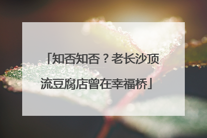 知否知否？老长沙顶流豆腐店曾在幸福桥