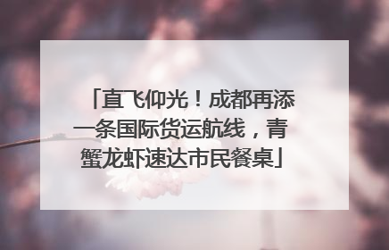 直飞仰光！成都再添一条国际货运航线，青蟹龙虾速达市民餐桌