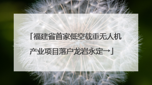 福建省首家低空载重无人机产业项目落户龙岩永定→