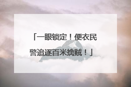 一眼锁定！便衣民警追逐百米擒贼！