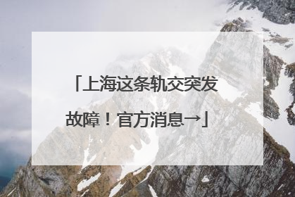 上海这条轨交突发故障！官方消息→