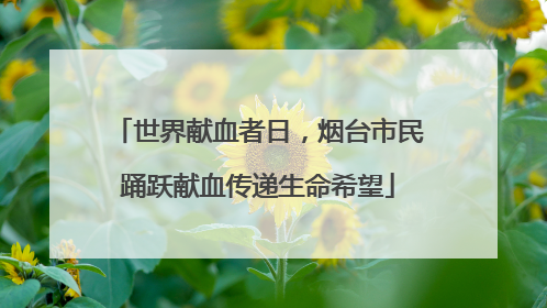 世界献血者日，烟台市民踊跃献血传递生命希望