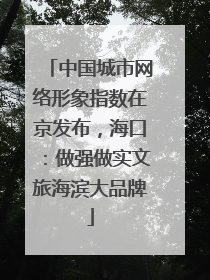 中国城市网络形象指数在京发布，海口：做强做实文旅海滨大品牌