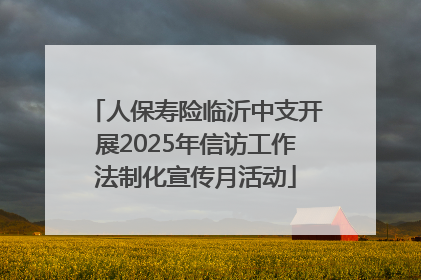 人保寿险临沂中支开展2025年信访工作法制化宣传月活动
