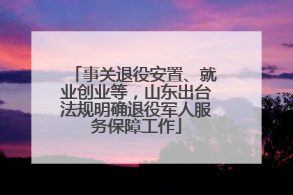 事关退役安置、就业创业等，山东出台法规明确退役军人服务保障工作
