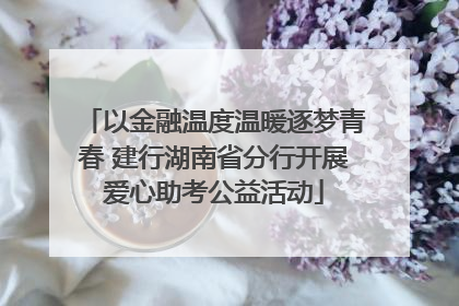 以金融温度温暖逐梦青春 建行湖南省分行开展爱心助考公益活动
