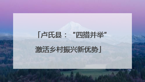 卢氏县：“四措并举”激活乡村振兴新优势