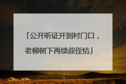 公开听证开到村门口，老柳树下再续叔侄情