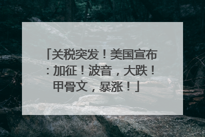 关税突发！美国宣布：加征！波音，大跌！甲骨文，暴涨！