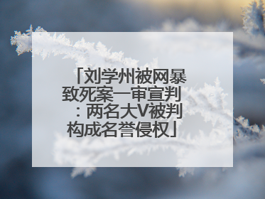 刘学州被网暴致死案一审宣判：两名大V被判构成名誉侵权