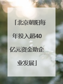 北京朝阳每年投入超40亿元资金助企业发展