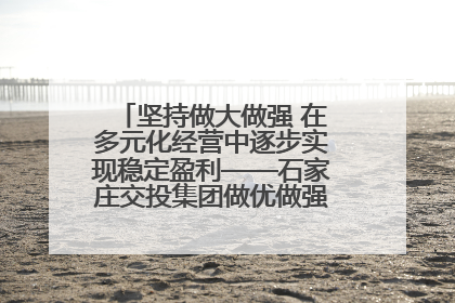 坚持做大做强 在多元化经营中逐步实现稳定盈利——石家庄交投集团做优做强典型报道之三