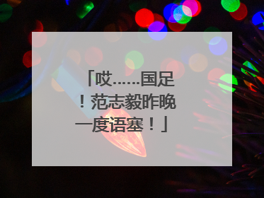 哎……国足！范志毅昨晚一度语塞！