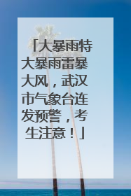 大暴雨特大暴雨雷暴大风，武汉市气象台连发预警，考生注意！