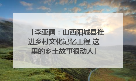 李亚鹤：山西阳城县推进乡村文化记忆工程 这里的乡土故事很动人