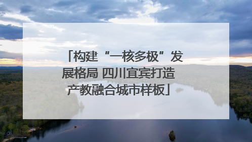 构建“一核多极”发展格局 四川宜宾打造产教融合城市样板