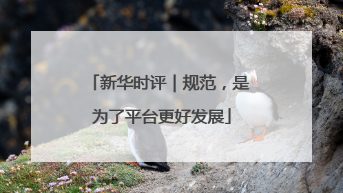 新华时评｜规范，是为了平台更好发展