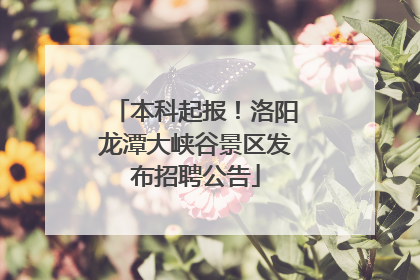 本科起报！洛阳龙潭大峡谷景区发布招聘公告