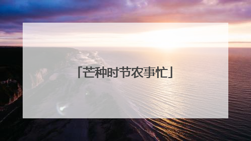 芒种时节农事忙