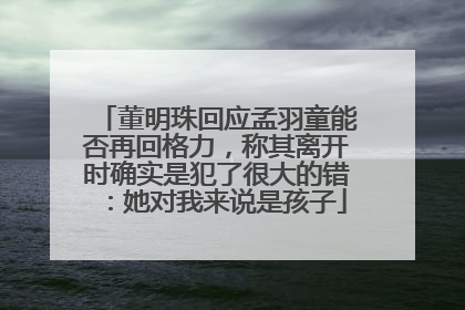 董明珠回应孟羽童能否再回格力，称其离开时确实是犯了很大的错：她对我来说是孩子