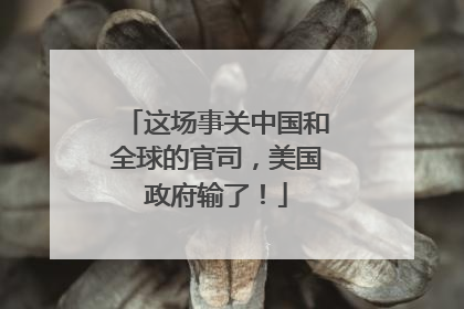 这场事关中国和全球的官司，美国政府输了！