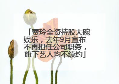 贾玲全资持股大碗娱乐，去年9月宣布不再担任公司职务，旗下艺人均不续约