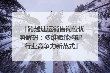 跨越速运销售岗位优势解码：多维赋能构建行业竞争力新范式