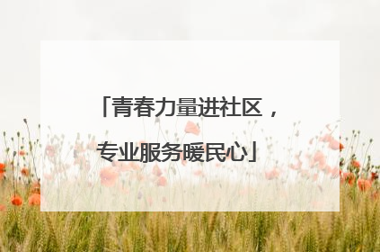 青春力量进社区，专业服务暖民心