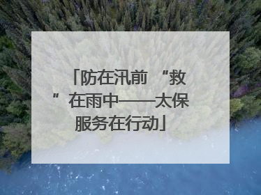 防在汛前 “救”在雨中——太保服务在行动