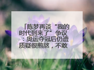 陈梦再谈“我的时代到来了”争议：奥运夺冠后仍遭质疑很煎熬，不敢再这么说了