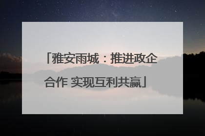 雅安雨城：推进政企合作 实现互利共赢