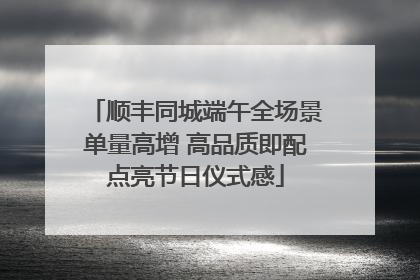 顺丰同城端午全场景单量高增 高品质即配点亮节日仪式感