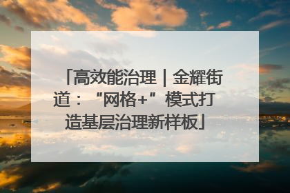 高效能治理｜金耀街道：“网格+”模式打造基层治理新样板
