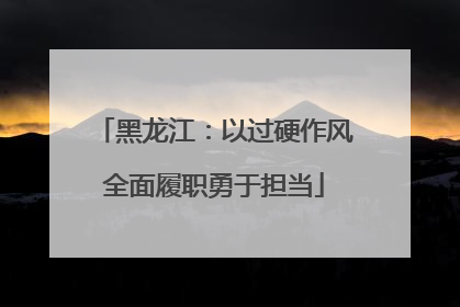 黑龙江：以过硬作风全面履职勇于担当