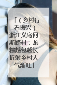 （乡村行·看振兴）浙江义乌何斯路村：龙粽越包越长折射乡村人气渐旺