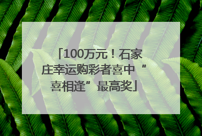 100万元！石家庄幸运购彩者喜中“喜相逢”最高奖