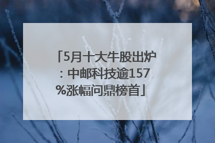 5月十大牛股出炉：中邮科技逾157%涨幅问鼎榜首